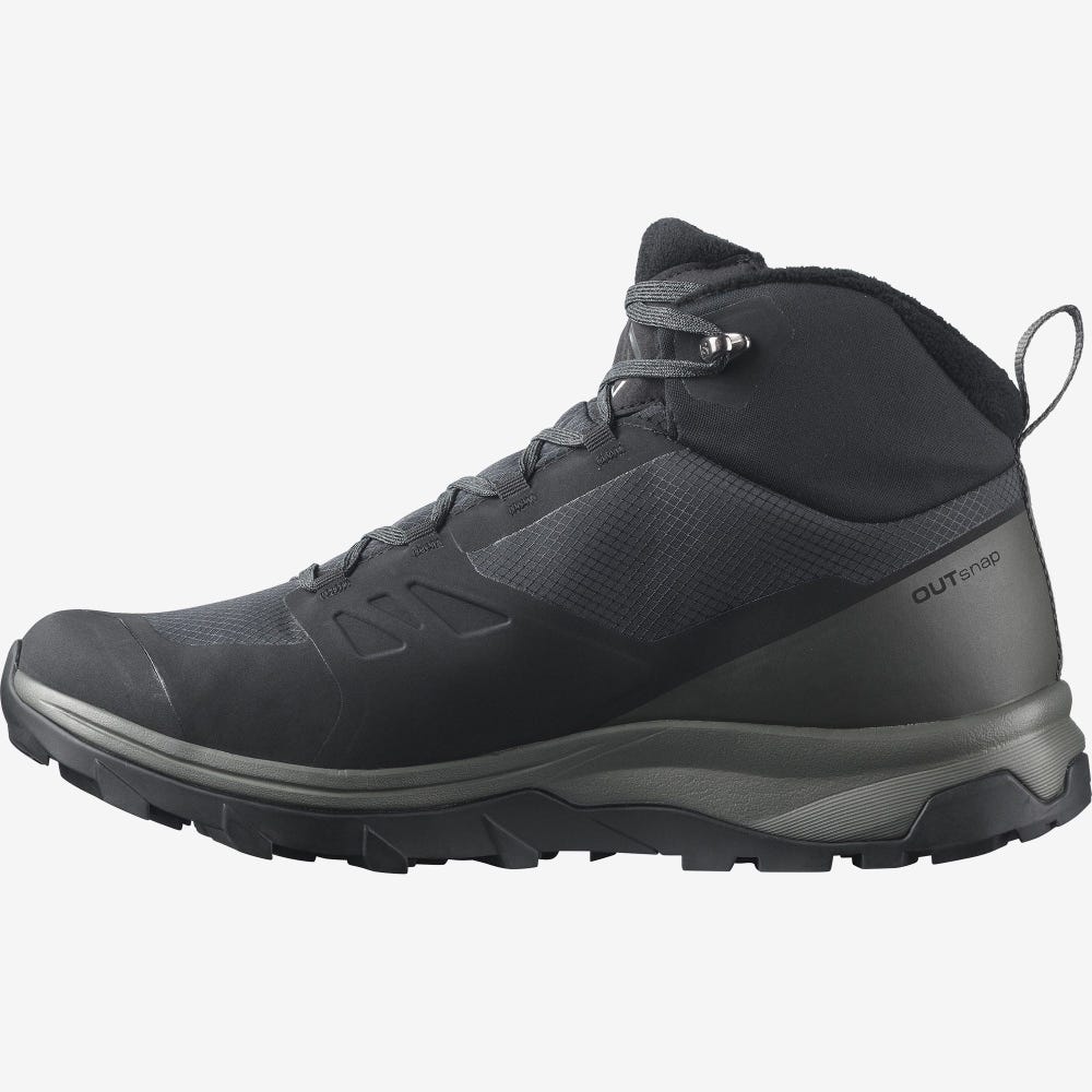 Men's Salomon OUTSNAP CLIMASALOMON™ WATERPROOF Winter Boots Black | SA30756-654