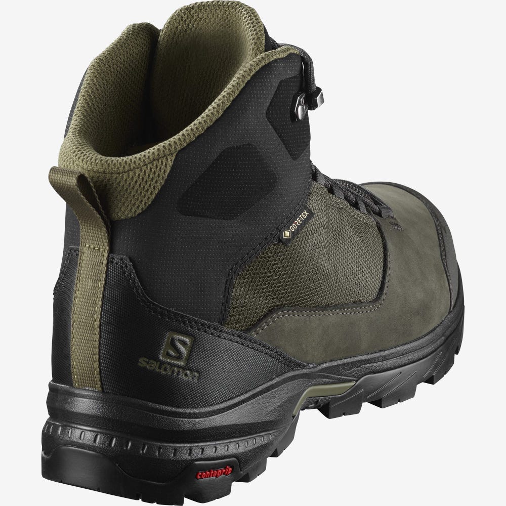 Men's Salomon OUTWARD GORE-TEX Hiking Boots Olive/Black | SA96351-934