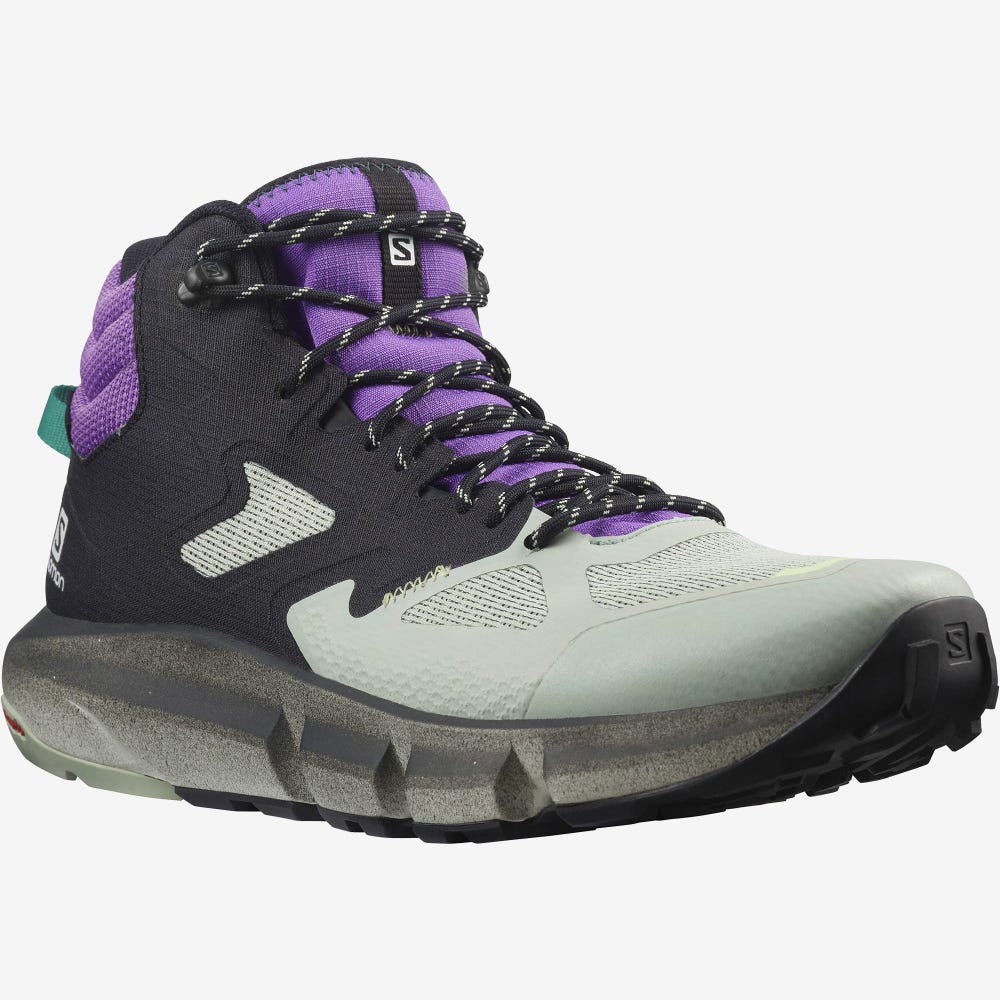 Men's Salomon PREDICT HIKE MID GORE-TEX Hiking Boots Black/Light Turquoise Grey/Royal Purple | SA71896-673