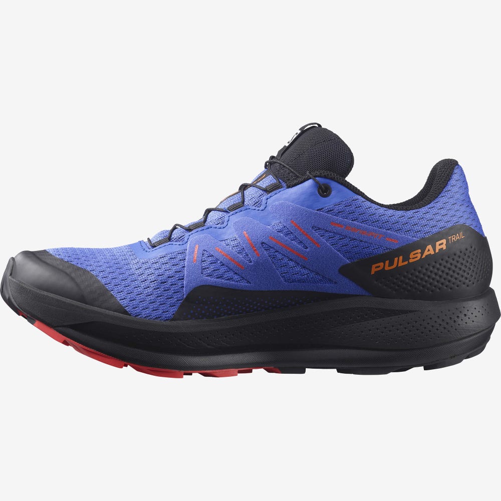 Men's Salomon PULSAR TRAIL GORE-TEX Trail Running Shoes Blue/Black/Red | SA10587-530