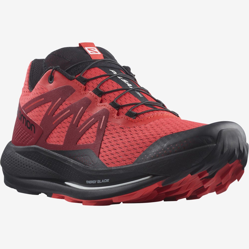 Men's Salomon PULSAR TRAIL Trail Running Shoes Red/Red/Black | SA16389-537