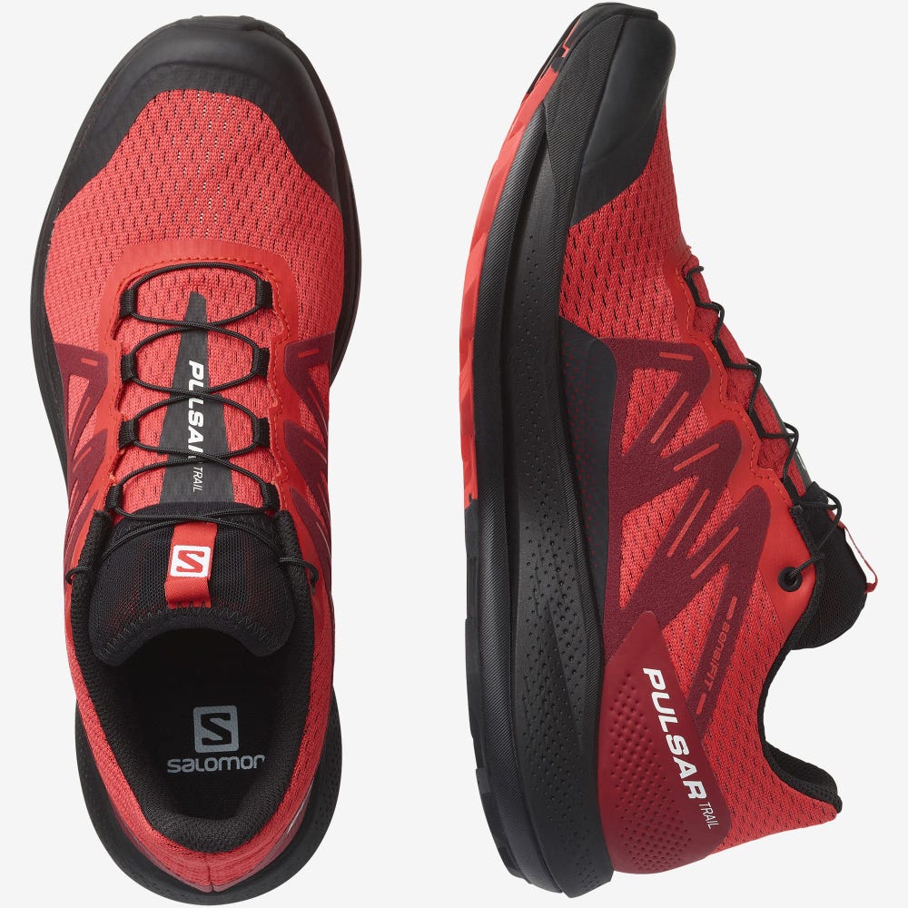 Men's Salomon PULSAR TRAIL Trail Running Shoes Red/Red/Black | SA16389-537