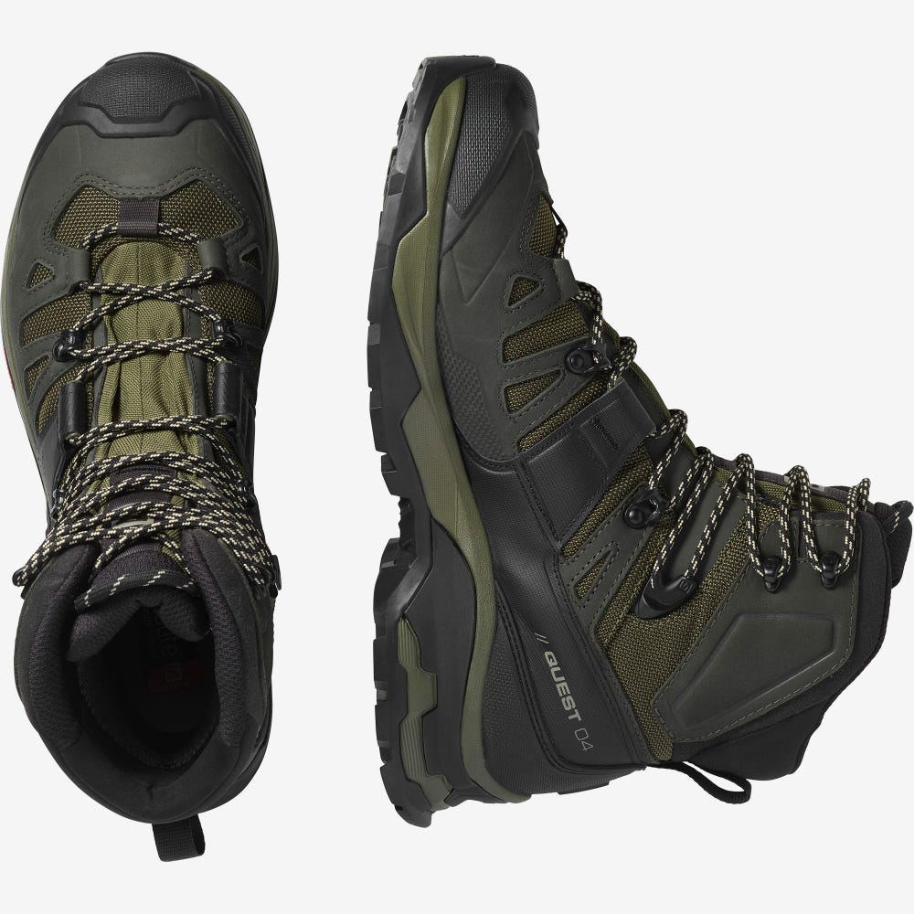 Men's Salomon QUEST 4 GORE-TEX Hiking Boots Olive | SA27148-370