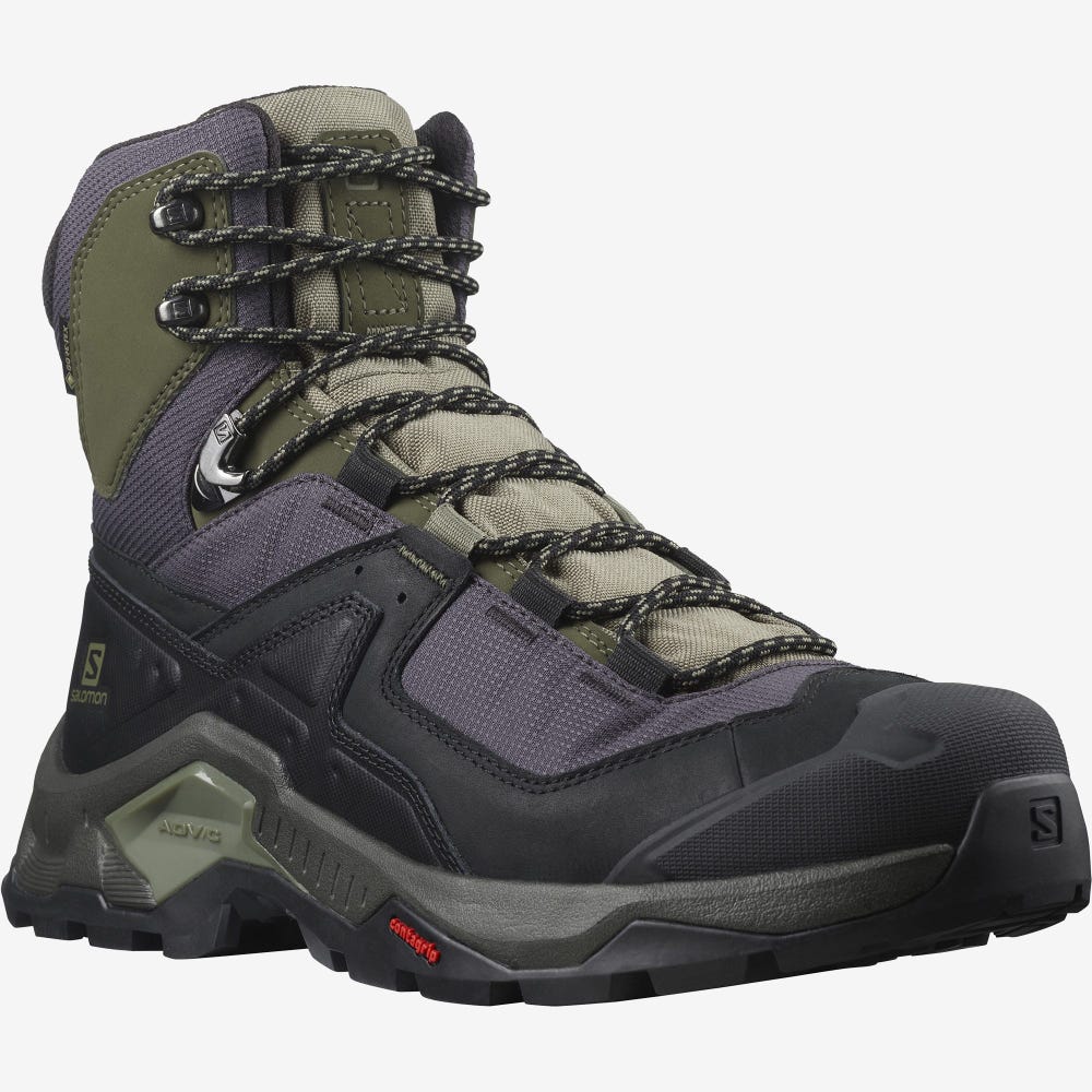 Men's Salomon QUEST ELEMENT GORE-TEX Hiking Boots Black/Deep Green/Olive | SA83960-047