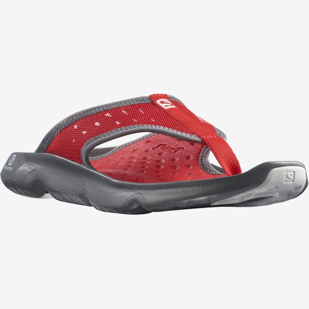 Men's Salomon REELAX BREAK 5.0 Flip Flops Grey/Red/White | SA07942-578