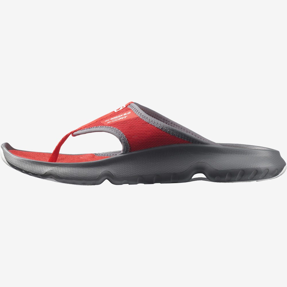 Men's Salomon REELAX BREAK 5.0 Flip Flops Grey/Red/White | SA07942-578