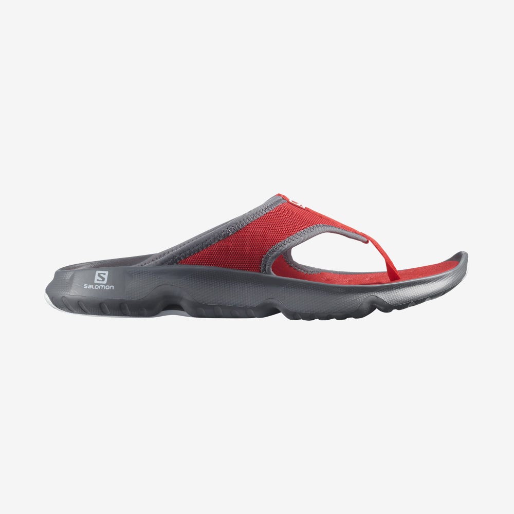 Men\'s Salomon REELAX BREAK 5.0 Flip Flops Grey/Red/White | SA07942-578