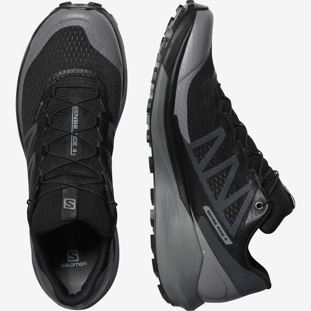 Men's Salomon SENSE RIDE 4 GORE-TEX INVISIBLE FIT Trail Running Shoes Black | SA39816-739