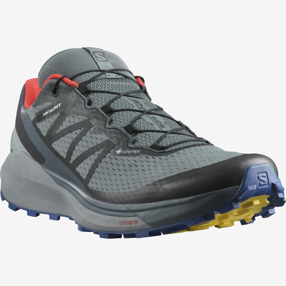 Men's Salomon SENSE RIDE 4 GORE-TEX INVISIBLE FIT Trail Running Shoes Grey | SA65087-093