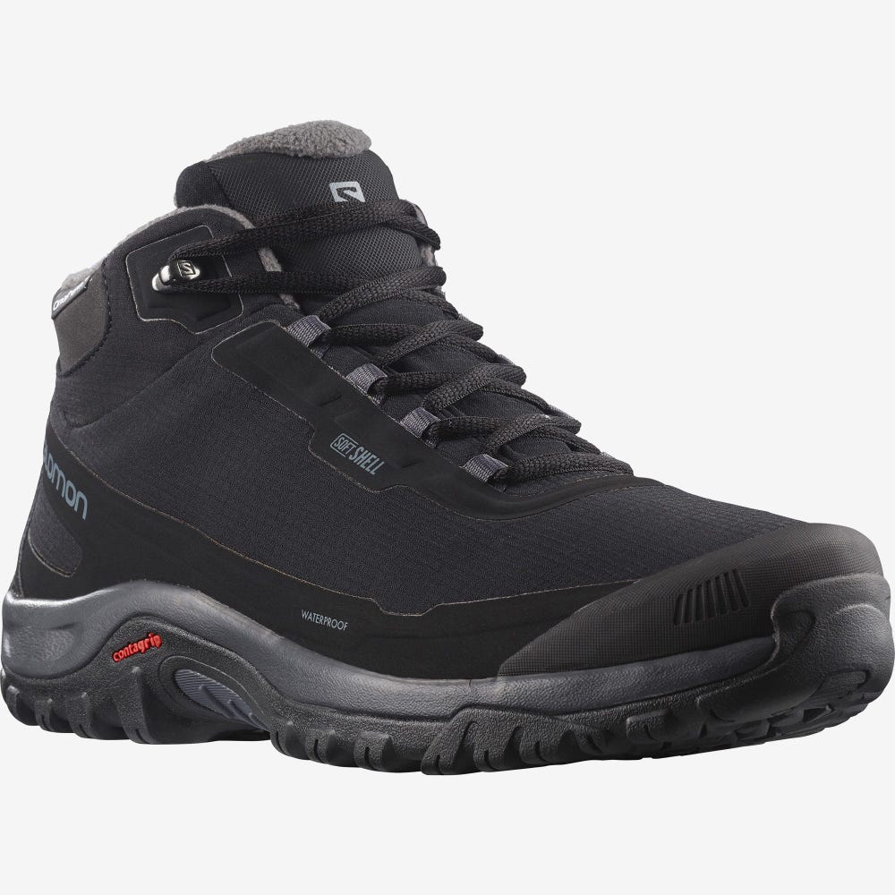 Men's Salomon SHELTER CLIMASALOMON™ WATERPROOF Winter Boots Black | SA41098-053