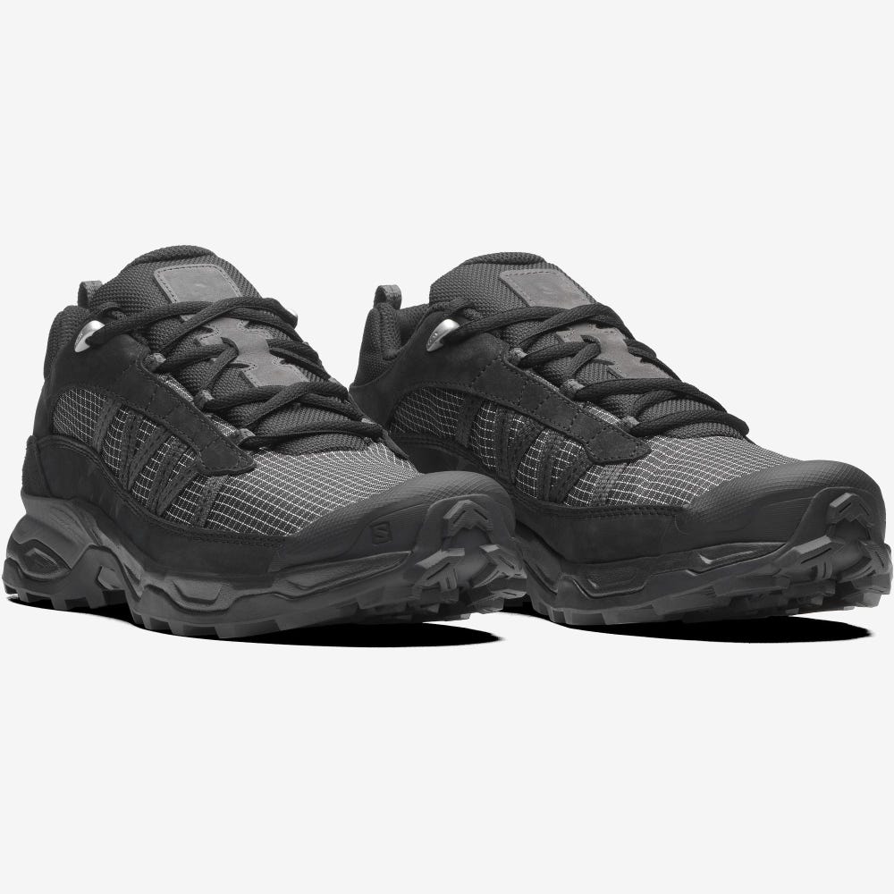 Men's Salomon SHELTER LOW LEATHER Sneakers Black | SA37954-792