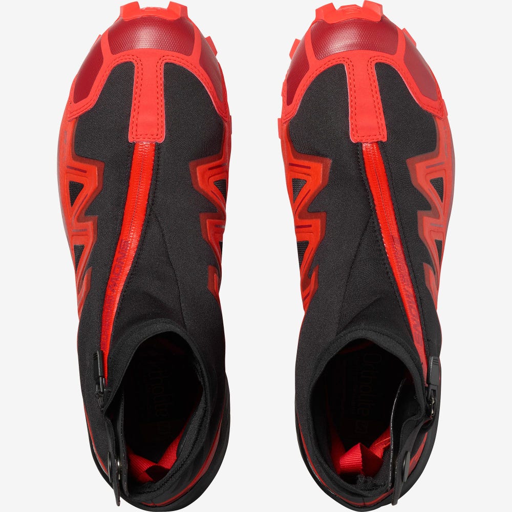 Men's Salomon SNOWSPIKE CLIMASALOMON™ WATERPROOF Trail Running Shoes Black/Red/Red | SA76195-019