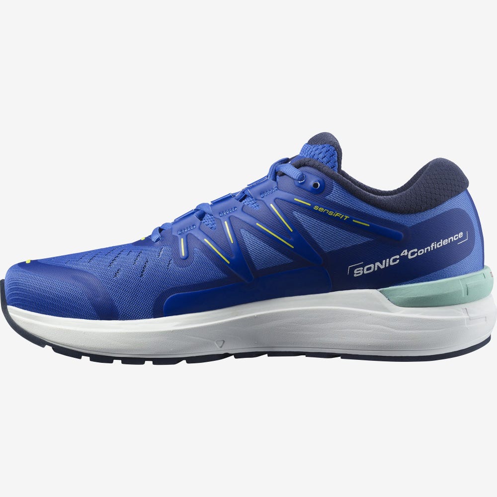 Men's Salomon SONIC 4 Confidence Running Shoes Blue/White | SA02579-820