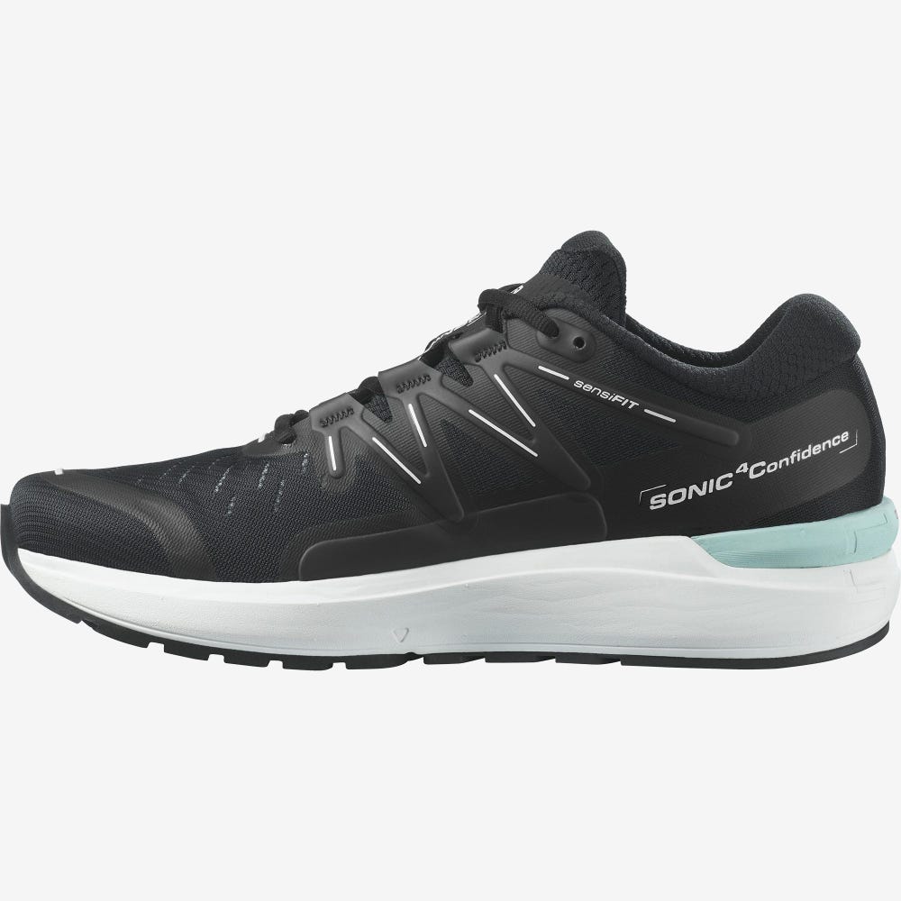 Men's Salomon SONIC 4 Confidence Running Shoes Black/White | SA86720-217