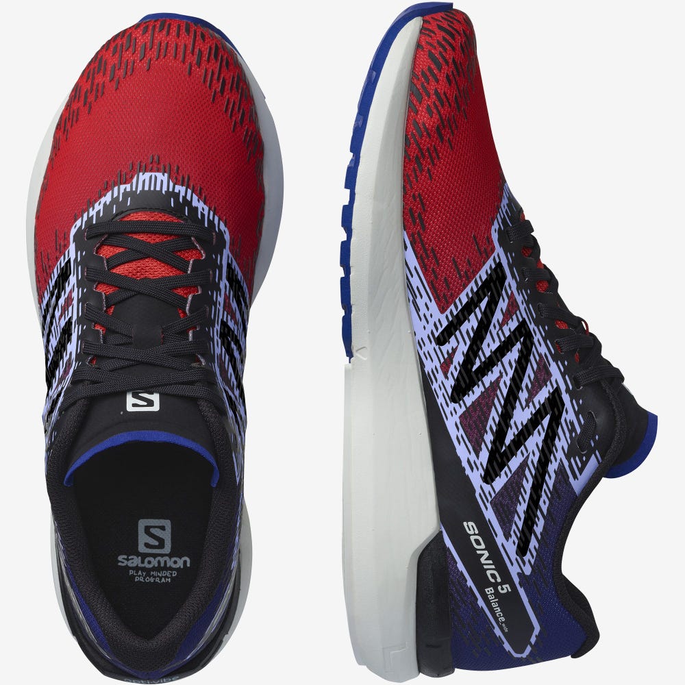 Men's Salomon SONIC 5 BALANCE Running Shoes Red/Blue/Black | SA03529-790