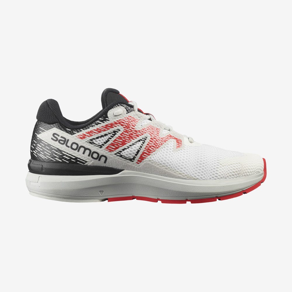 Men\'s Salomon SONIC 5 CONFIDENCE Running Shoes White/Black/Red | SA50821-651