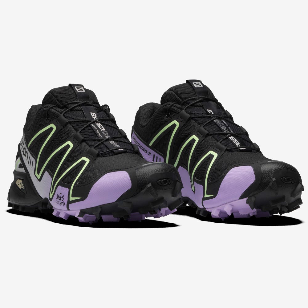 Men's Salomon SPEEDCROSS 3 Sneakers Black/Lavender/Green | SA14597-125