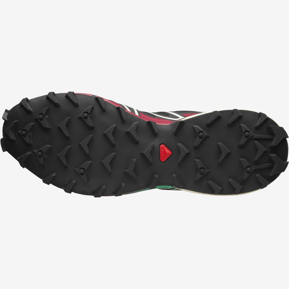 Men's Salomon SPEEDCROSS 3 Sneakers Black/Deep Green/Red | SA46905-714