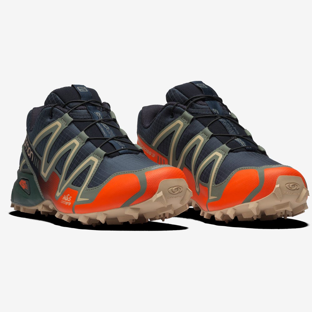 Men's Salomon SPEEDCROSS 3 Sneakers Indigo/Red Orange/Green | SA40381-321