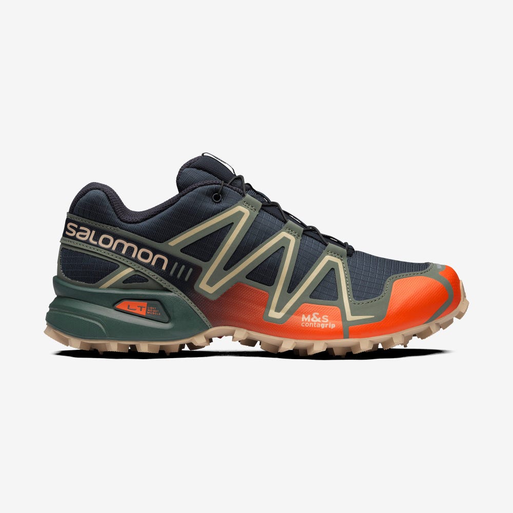 Men\'s Salomon SPEEDCROSS 3 Sneakers Indigo/Red Orange/Green | SA40381-321