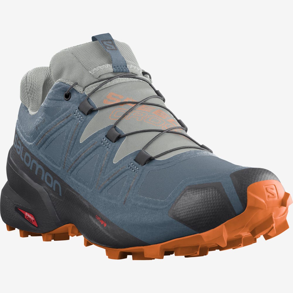 Men's Salomon SPEEDCROSS 5 GORE-TEX Trail Running Shoes Blue/Orange | SA15327-618