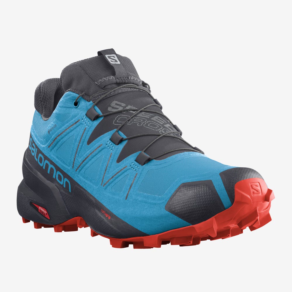 Men's Salomon SPEEDCROSS 5 GORE-TEX Trail Running Shoes Blue/Black | SA24869-832