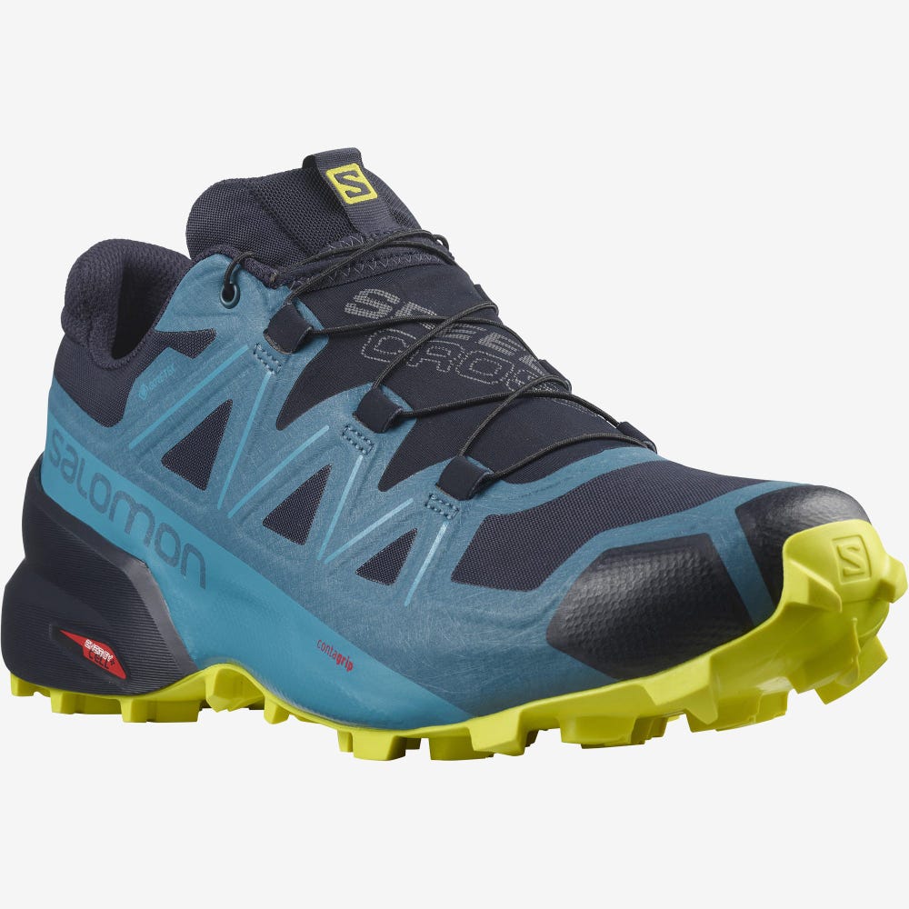 Men's Salomon SPEEDCROSS 5 GORE-TEX Trail Running Shoes Navy/Blue | SA32197-704