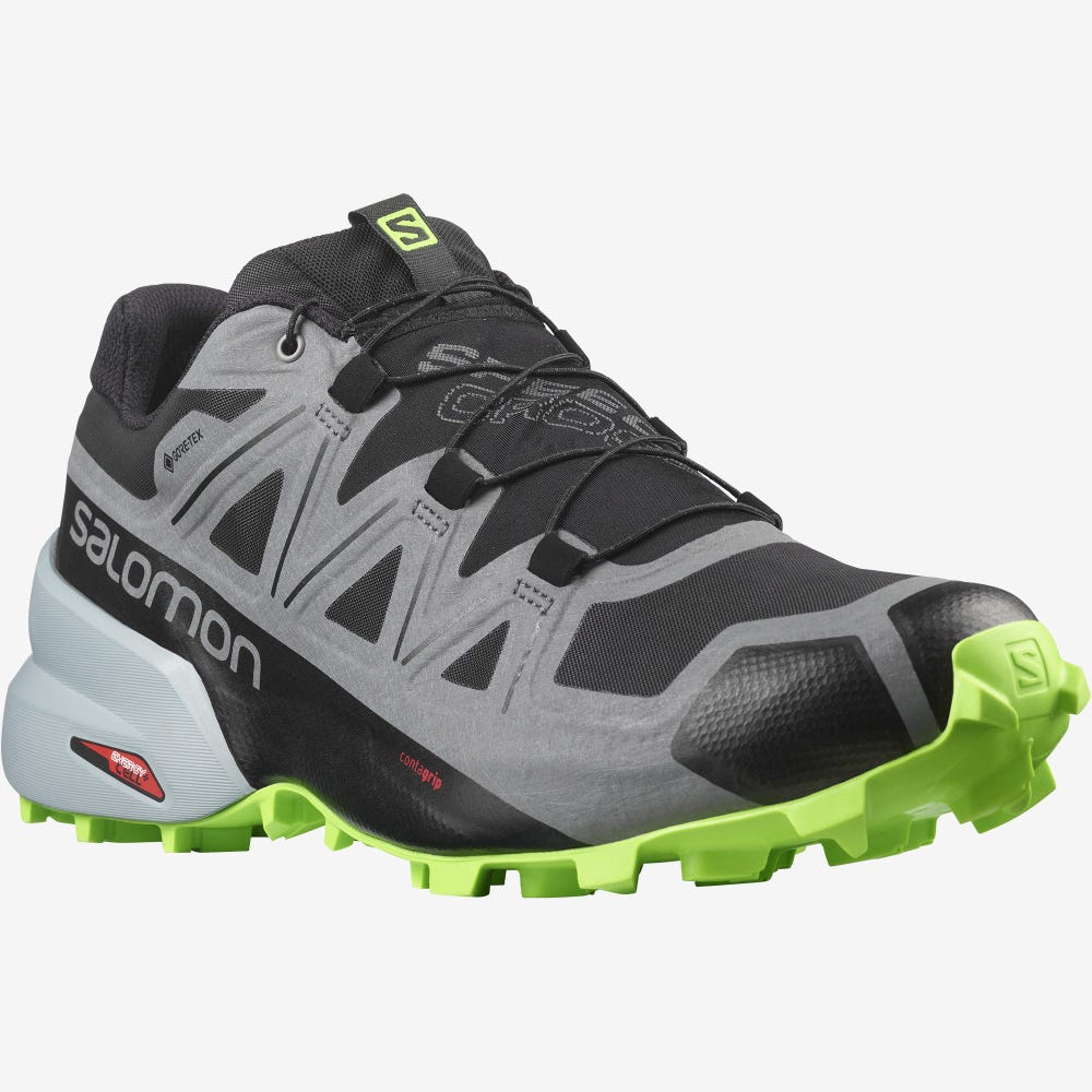 Men's Salomon SPEEDCROSS 5 GORE-TEX Trail Running Shoes Black/Green | SA60391-915