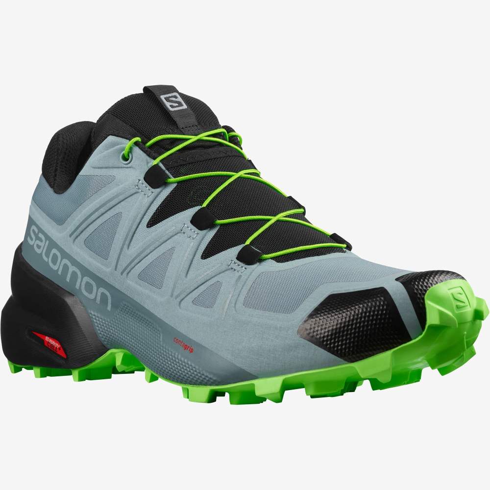 Men's Salomon SPEEDCROSS 5 Trail Running Shoes Green/Blue | SA08295-138