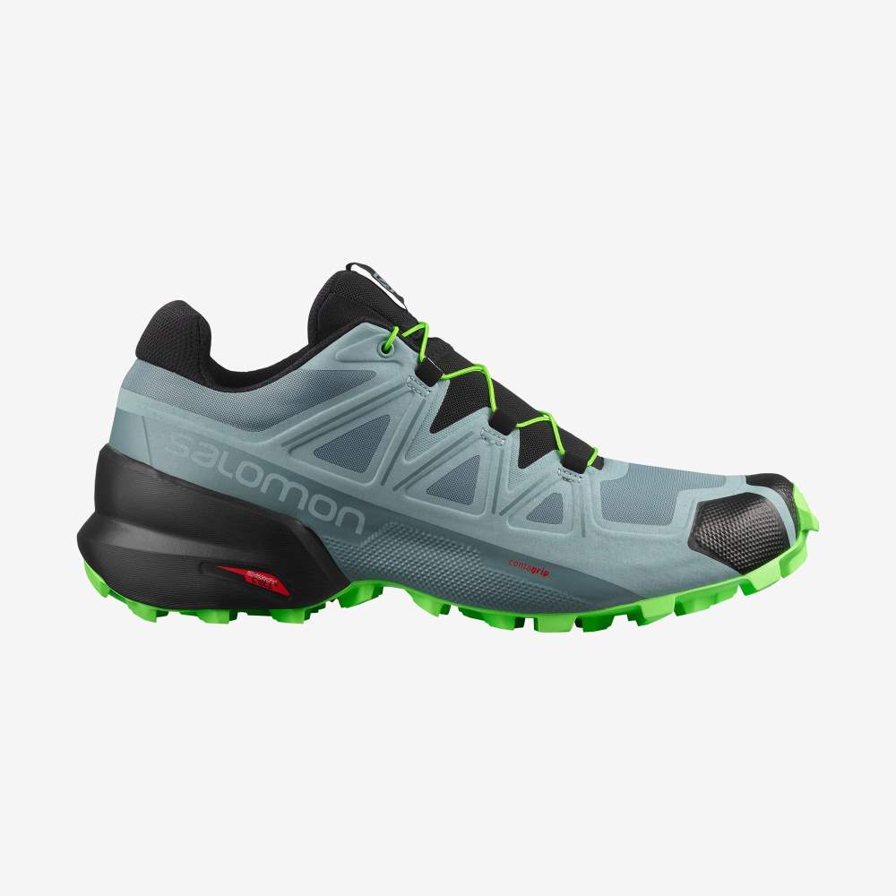 Men\'s Salomon SPEEDCROSS 5 Trail Running Shoes Green/Blue | SA08295-138