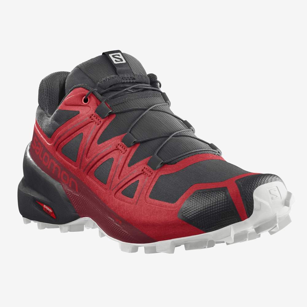 Men's Salomon SPEEDCROSS 5 Trail Running Shoes Black/Red/Red | SA08936-576