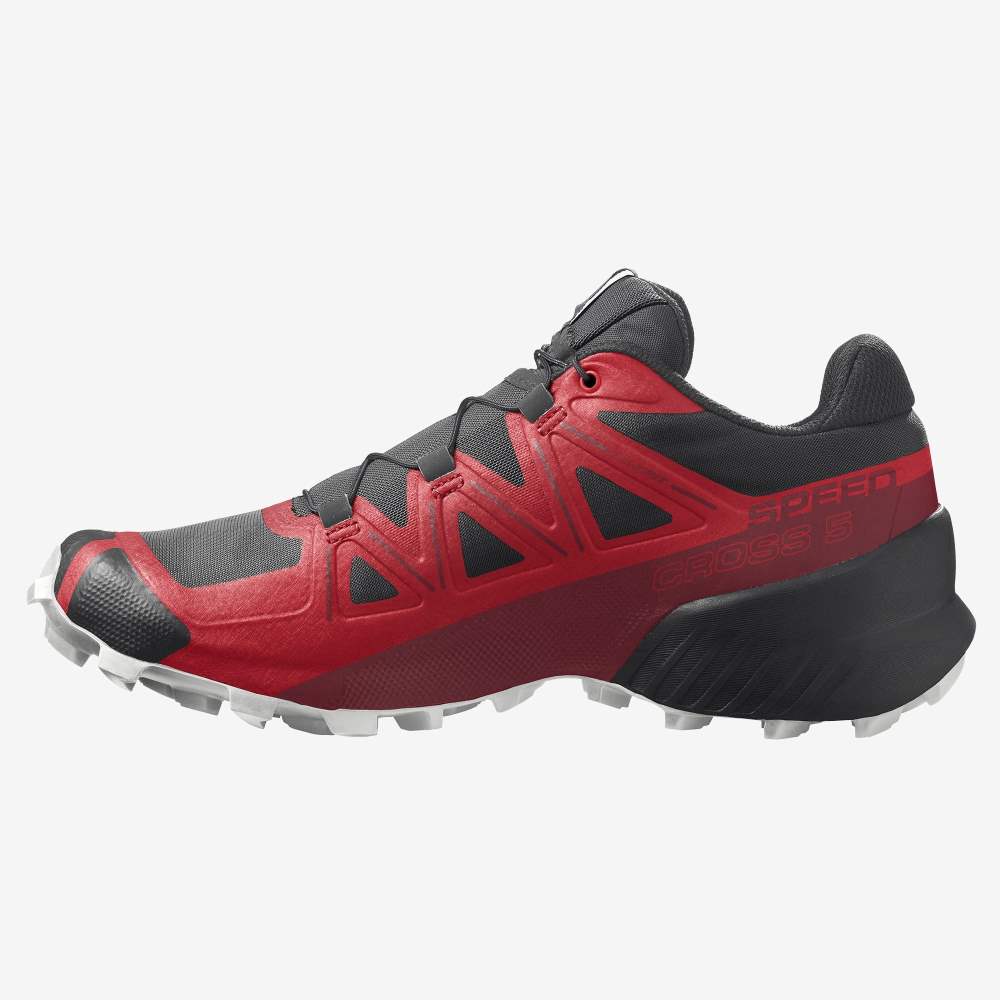 Men's Salomon SPEEDCROSS 5 Trail Running Shoes Black/Red/Red | SA08936-576