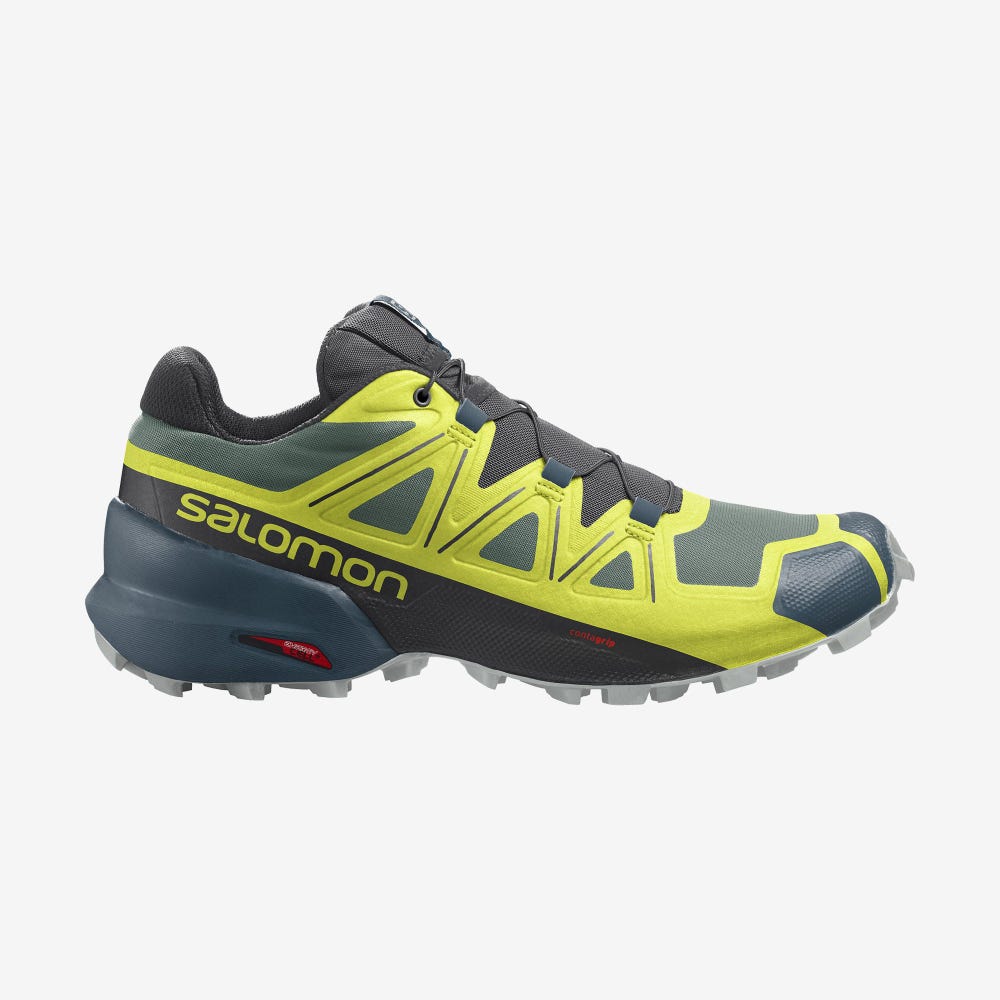 Men\'s Salomon SPEEDCROSS 5 Trail Running Shoes Green/Black | SA85962-179