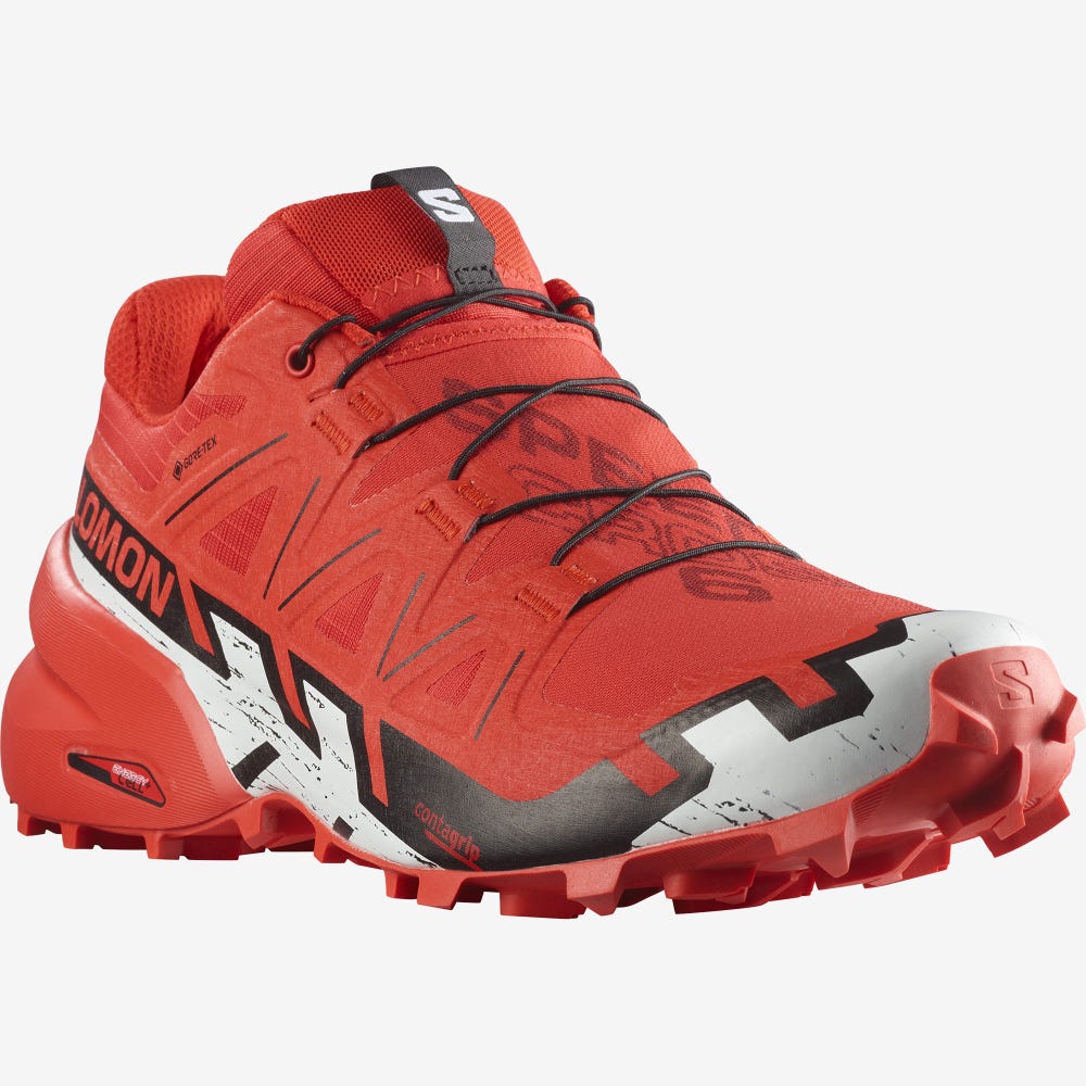 Men's Salomon SPEEDCROSS 6 GORE-TEX Trail Running Shoes Red/Black/White | SA91746-253