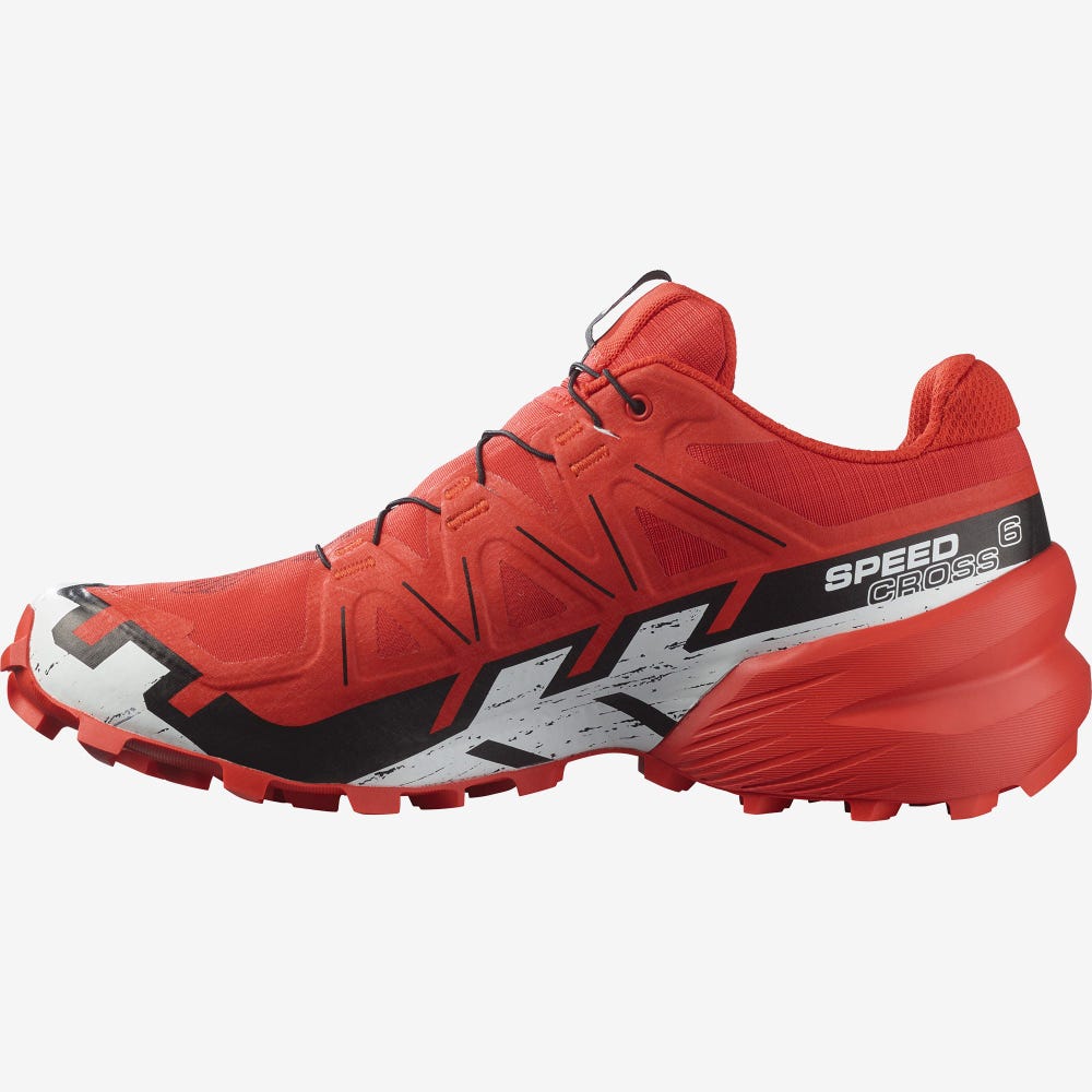 Men's Salomon SPEEDCROSS 6 GORE-TEX Trail Running Shoes Red/Black/White | SA91746-253