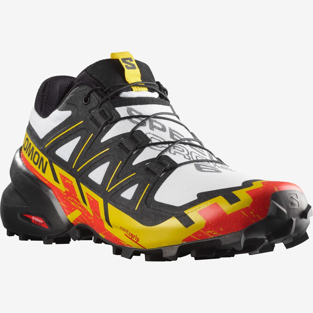 Men's Salomon SPEEDCROSS 6 Trail Running Shoes White/Black/Yellow | SA31072-748