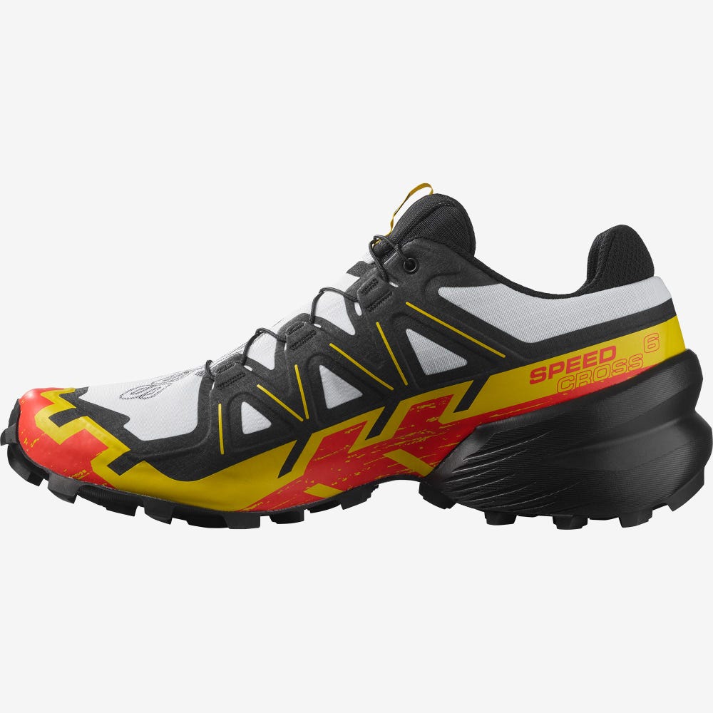 Men's Salomon SPEEDCROSS 6 Trail Running Shoes White/Black/Yellow | SA31072-748