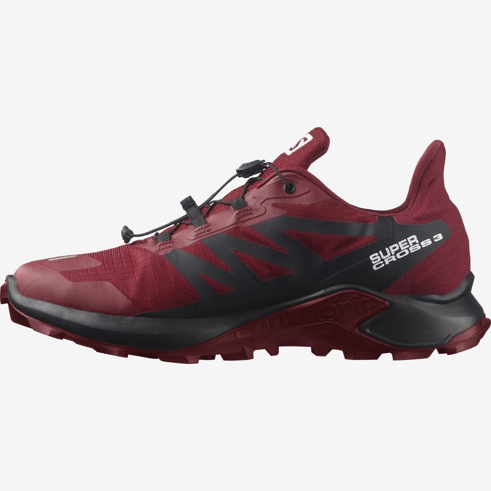 Men's Salomon SUPERCROSS 3 GORE-TEX Trail Running Shoes Red/White/Black | SA06981-970