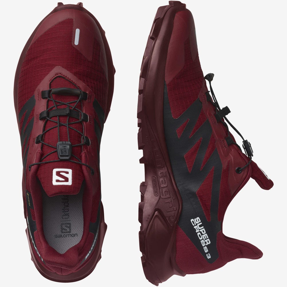 Men's Salomon SUPERCROSS 3 GORE-TEX Trail Running Shoes Red/White/Black | SA06981-970