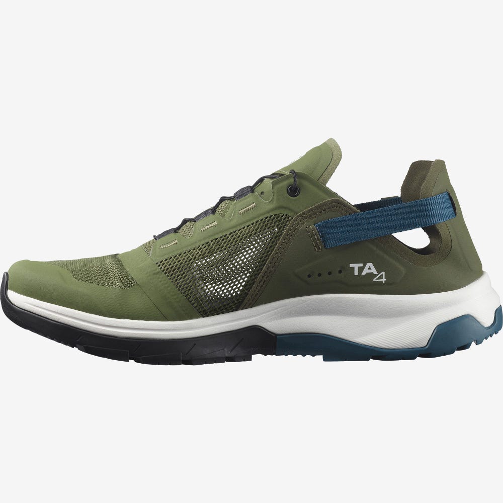 Men's Salomon TECH AMPHIB 4 Hiking Shoes Olive/Blue | SA43817-712