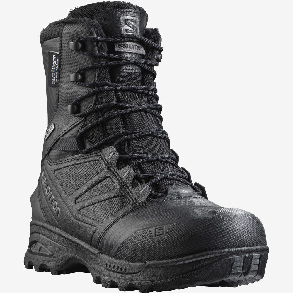 Men's Salomon TOUNDRA FORCES CLIMASALOMON™ WATERPROOF Tactical Boots Black | SA97406-692