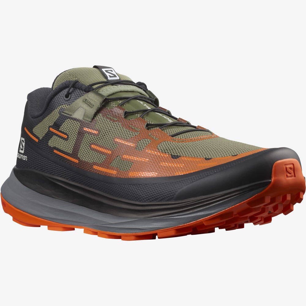 Men's Salomon ULTRA GLIDE Trail Running Shoes Deep Green/Black/Red Orange | SA76320-712