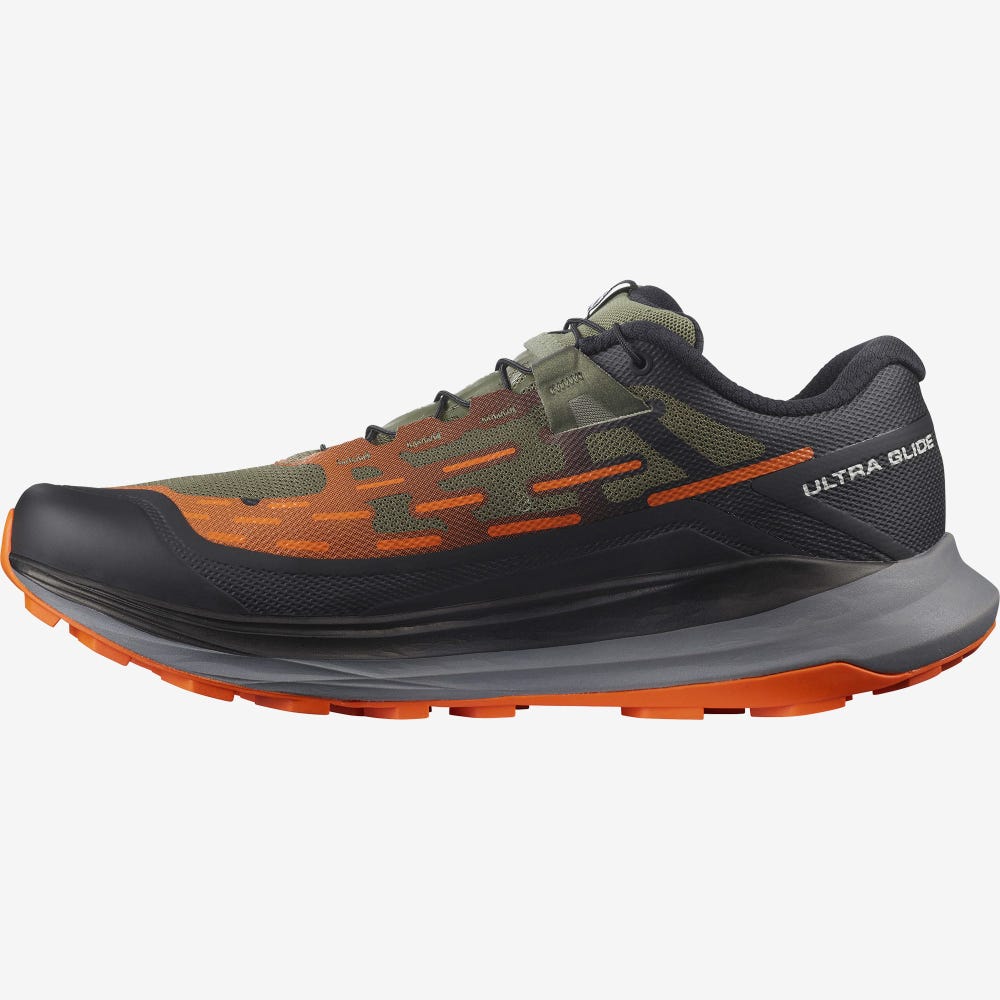 Men's Salomon ULTRA GLIDE Trail Running Shoes Deep Green/Black/Red Orange | SA76320-712