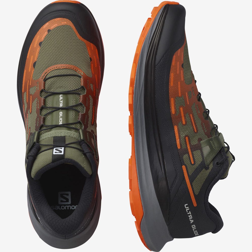 Men's Salomon ULTRA GLIDE Trail Running Shoes Deep Green/Black/Red Orange | SA76320-712