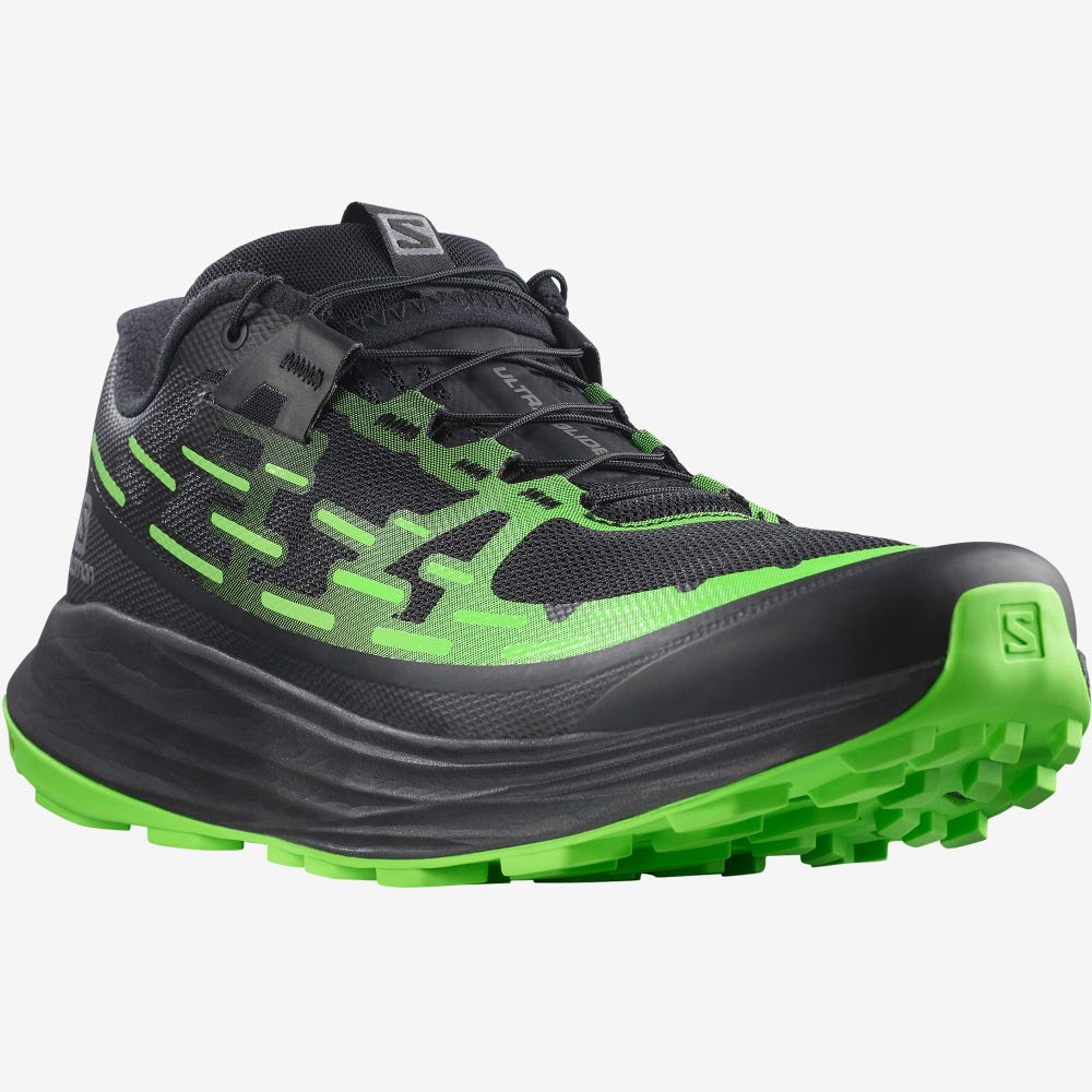 Men's Salomon ULTRA GLIDE Trail Running Shoes Black/Green/Black | SA78935-486