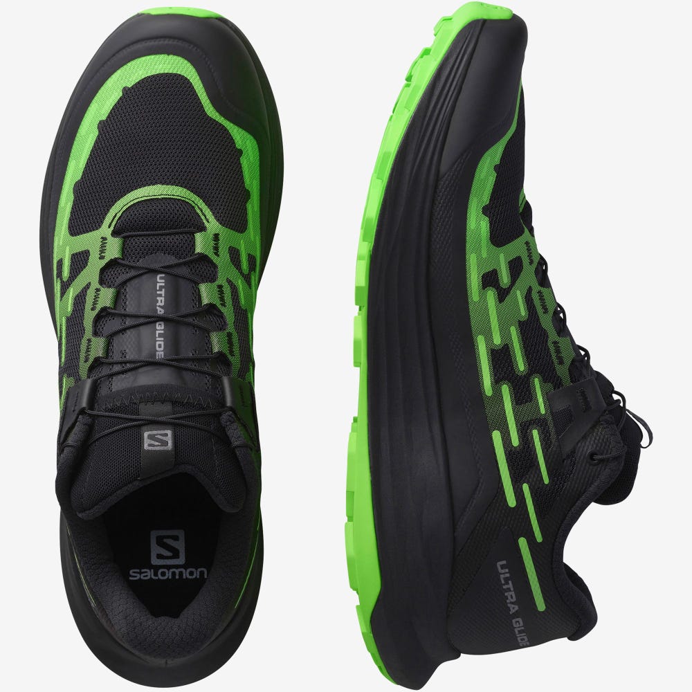 Men's Salomon ULTRA GLIDE Trail Running Shoes Black/Green/Black | SA78935-486