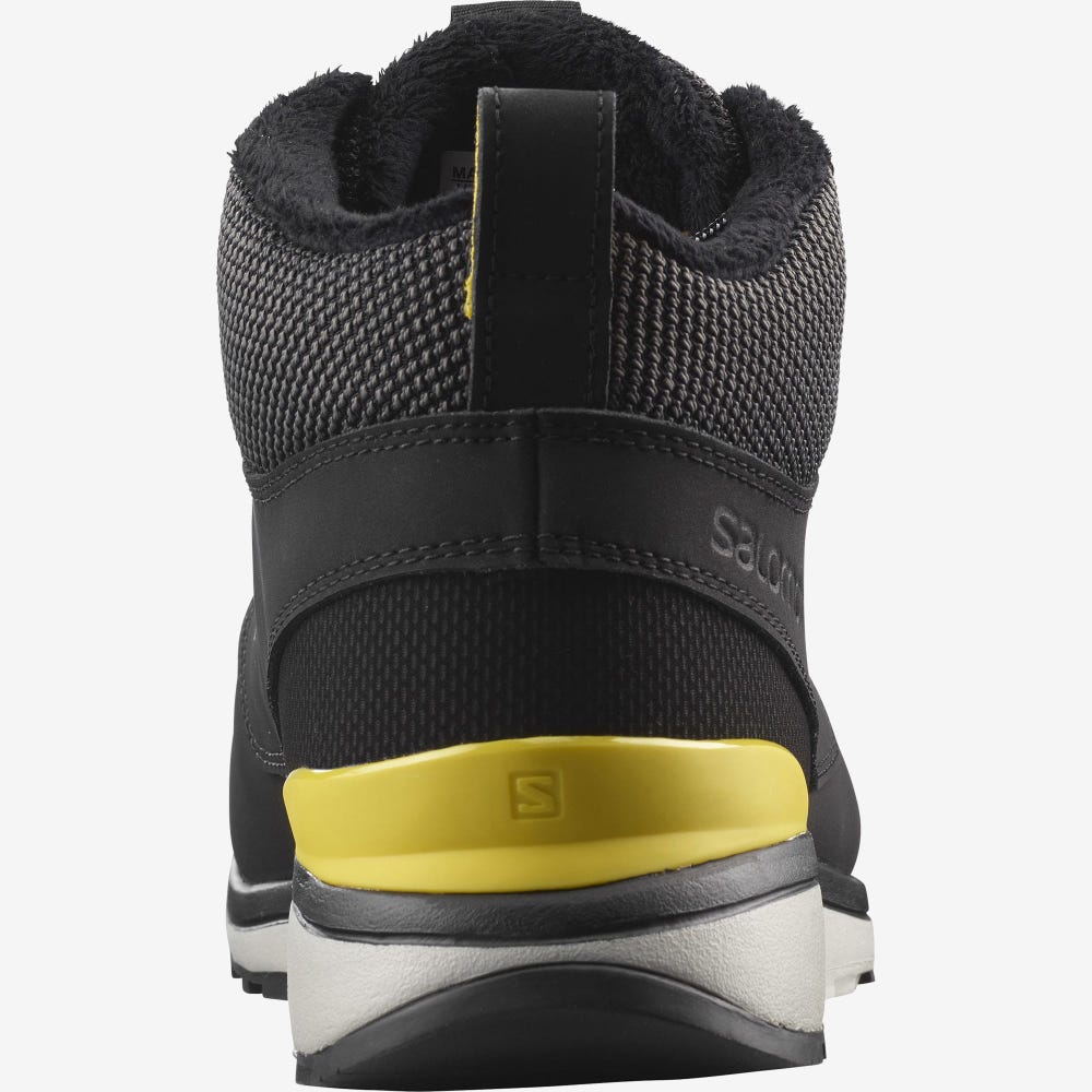 Men's Salomon UTILITY FREEZE CLIMASALOMON™ WATERPROOF Winter Boots Black/Yellow | SA32145-769