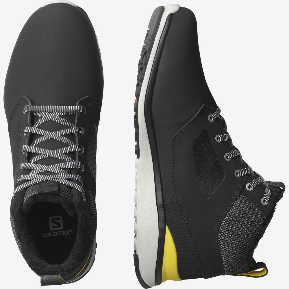 Men's Salomon UTILITY FREEZE CLIMASALOMON™ WATERPROOF Winter Boots Black/Yellow | SA32145-769