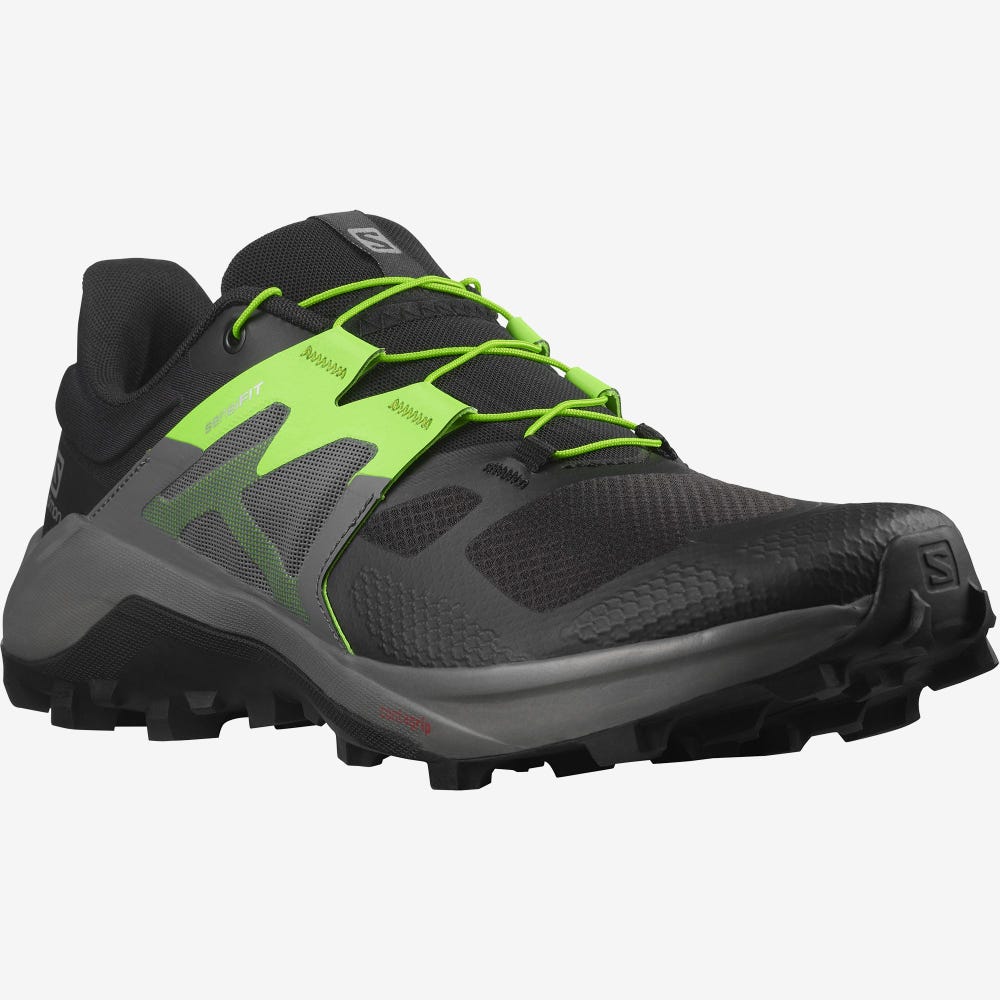 Men's Salomon WILDCROSS 2 Trail Running Shoes Black/Green | SA81427-312