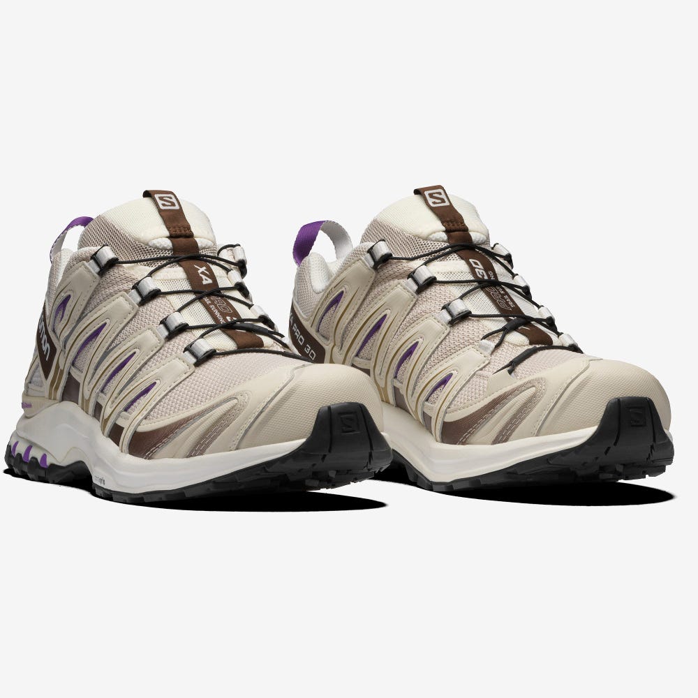 Men's Salomon XA PRO 3D Sneakers Beige/Chocolate/Royal Purple | SA29480-743